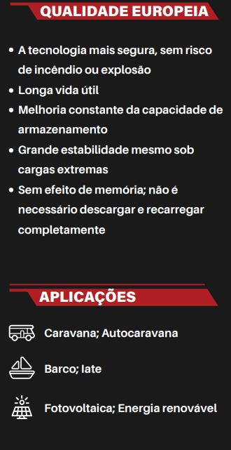 Bateria LiFePO4-100Ah sob o banco - Olalitio Smart BMS (OLA-12-100-SH)