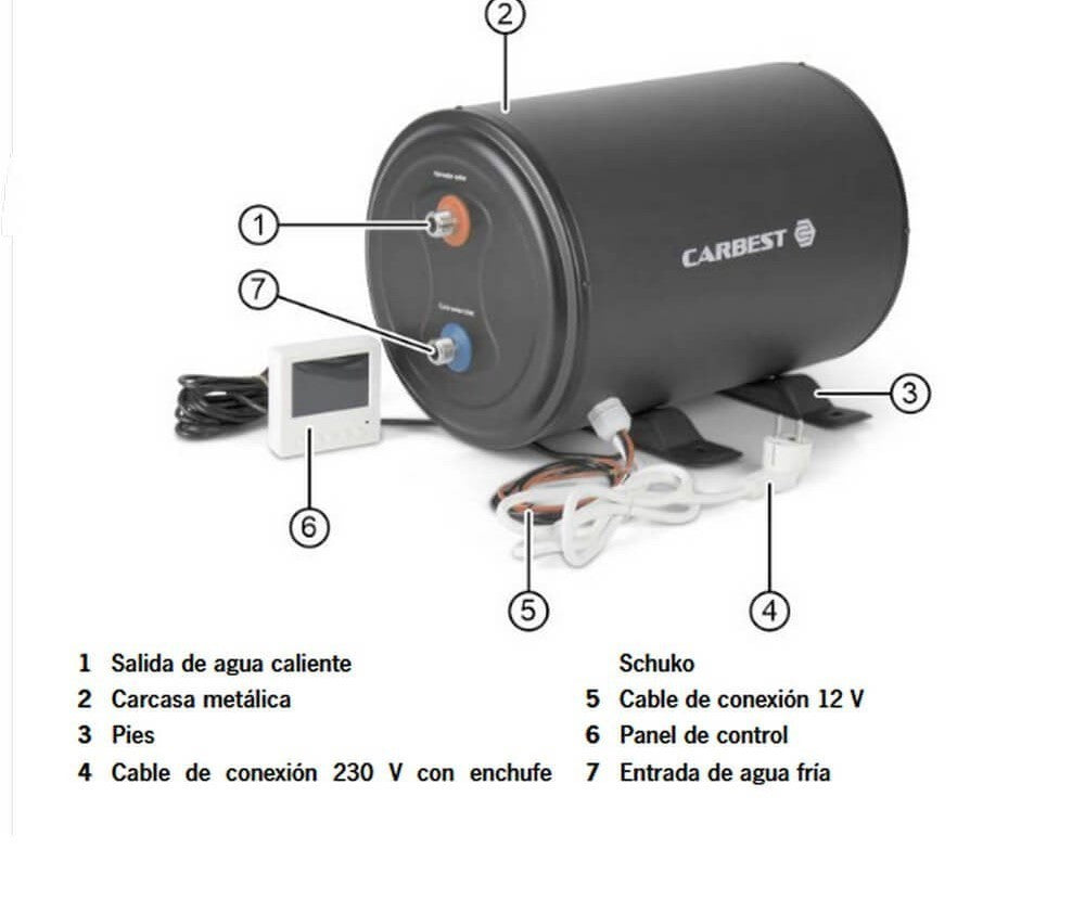 Boiler Carbest-10 litros-12V-200W-230V-800W