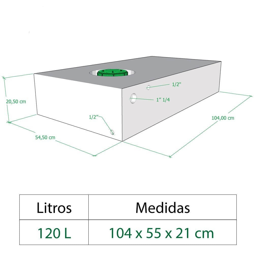 Depósito de agua de 120 litros - 104x55x21 cm
