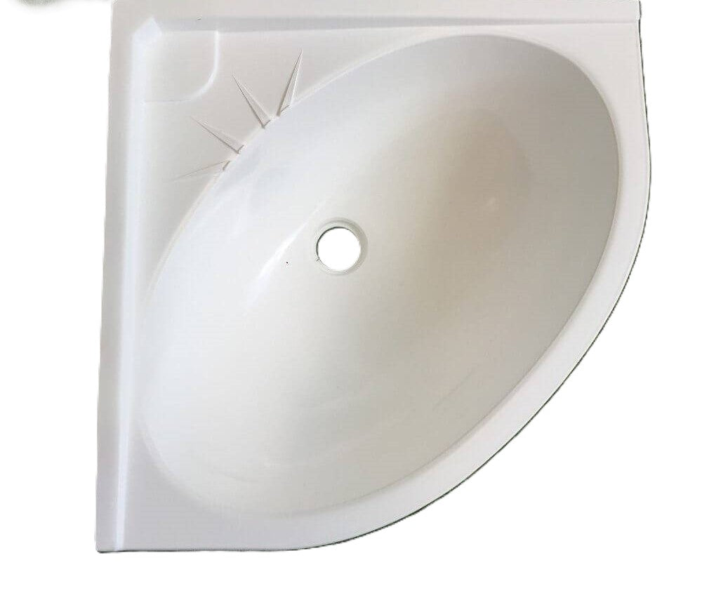 Lavatório de esquina oval branco - 33,5 x 33,5 x 15 cm