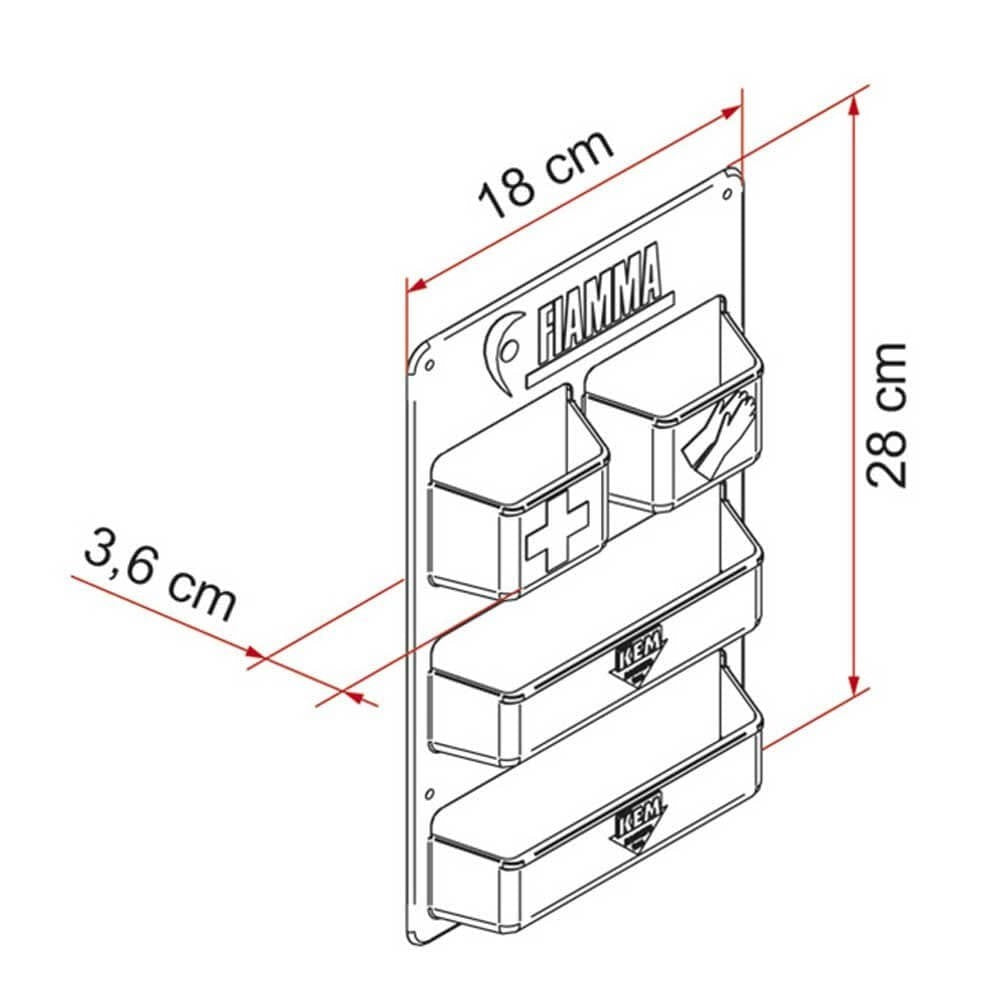 Prateleira porta-objetos Fiamma Pocket Kasset para portas de serviço